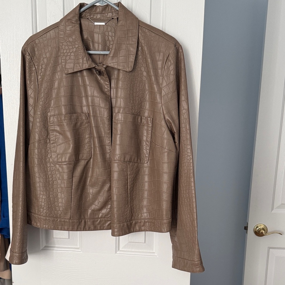 Chico's Black Label Tan Croc-Embossed Jacket